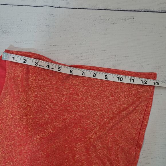Chico's Size 1 US M Shimmer Andrina Split Sleeve Orange Gold Metallic Top Party - Picture 8 of 11